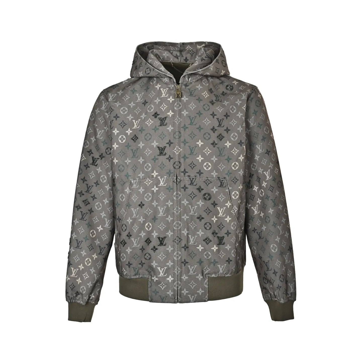 Louis Vuitton/Louis Vuitton Presbyopia printed beaded denim hooded jacket